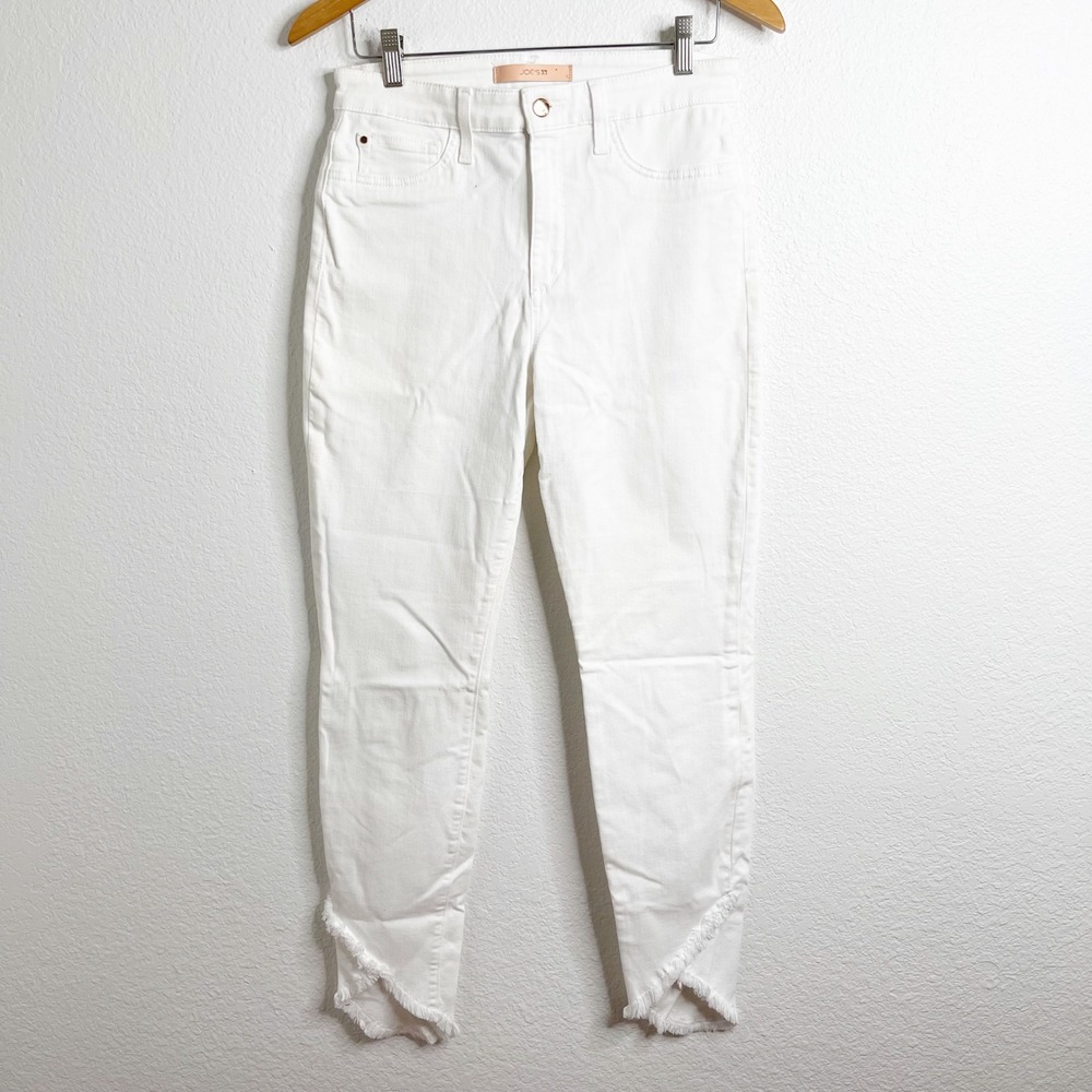 Joes Jeans Womens High Rise Skinny White Denim Tulip Frayed Raw Hem Jeans